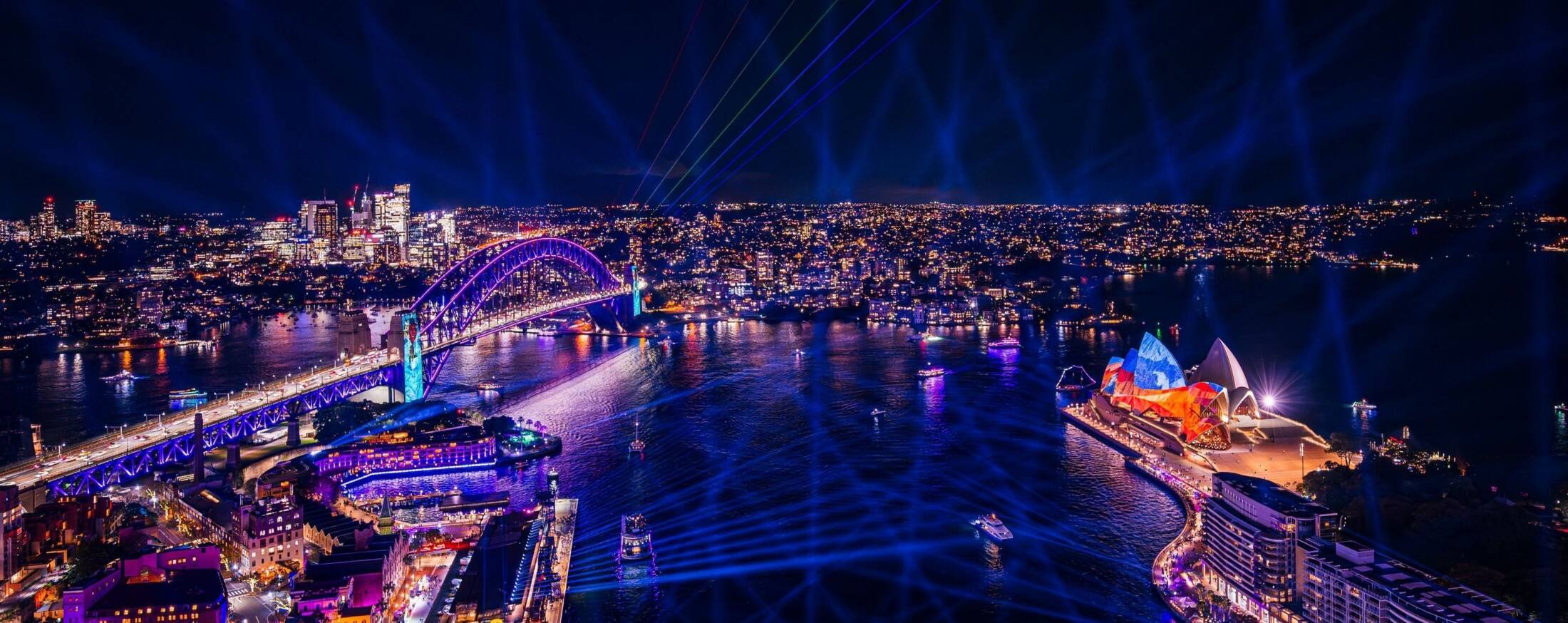 Views of Sydney Harbour during Vivid 2024